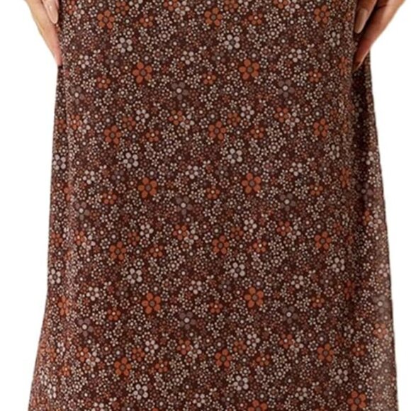 Midi Skirts for Women Elastic High Waisted A Line Flowy Floral Skirt - Picture 3 of 6